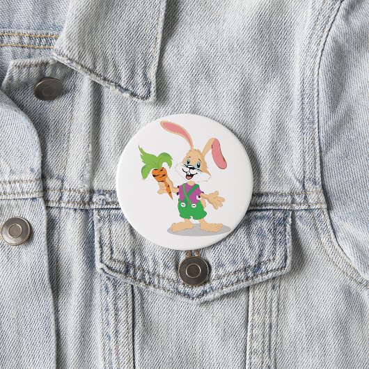Osterhase mit Karottenknopf Button