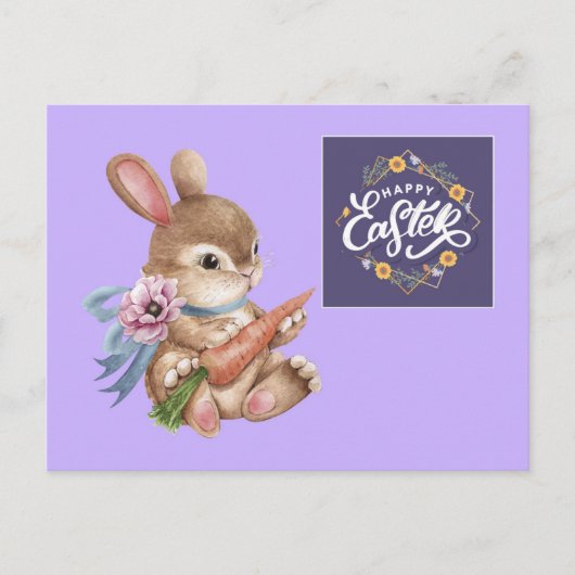 Osterhase mit Karrot-Postkarte Postkarte (Vorderseite)
