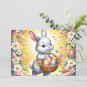 Osterhase mit Korb Einladung (Stehend Vorderseite)