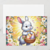 Osterhase mit Korb Einladung (Vorne/Hinten)