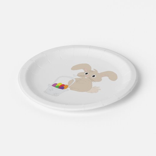 Osterhase mit Korb Pappteller (Schrägansicht)