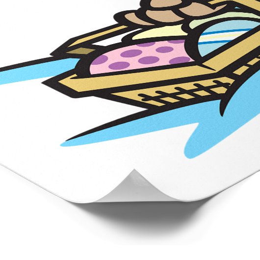 Osterhase mit Korb Poster (Ecke)