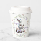 Osterhase mit Korbgeflecht aus Eierpapier-Cup Pappbecher (Rückseite)
