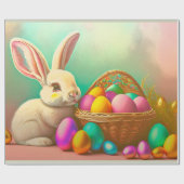 Osterhase mit Korbkollektion Geschenkpapier (Flach)