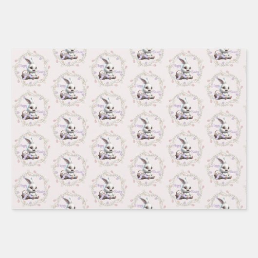 Osterhase mit Korbweide aus Eierblättern Geschenkpapier Set (Vorderseite 2)