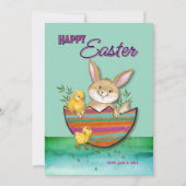 Osterhase mit Küken Feiertagskarte (Vorderseite)