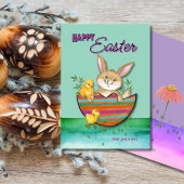 Osterhase mit Küken Feiertagskarte