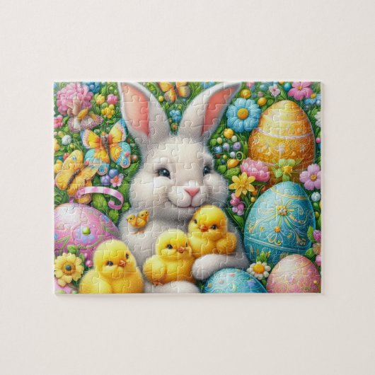 Osterhase mit Küken Puzzle (Horizontal)