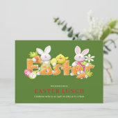 Osterhase mit lustigem Text Grußkarten Einladung (Stehend Vorderseite)