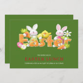 Osterhase mit lustigem Text Grußkarten Einladung (Vorne/Hinten)