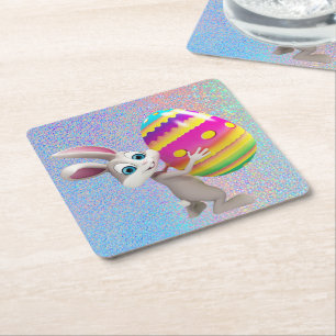 Osterhase mit Ostereier Set von Papier-Untersetzer Rechteckiger Pappuntersetzer