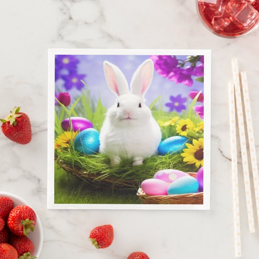 Osterhase mit Ostereierkörbe Serviette (Beispiel)