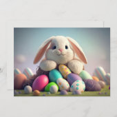 Osterhase mit Ostereiern Feiertagskarte (Vorne/Hinten)