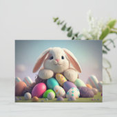Osterhase mit Ostereiern Feiertagskarte (Stehend Vorderseite)