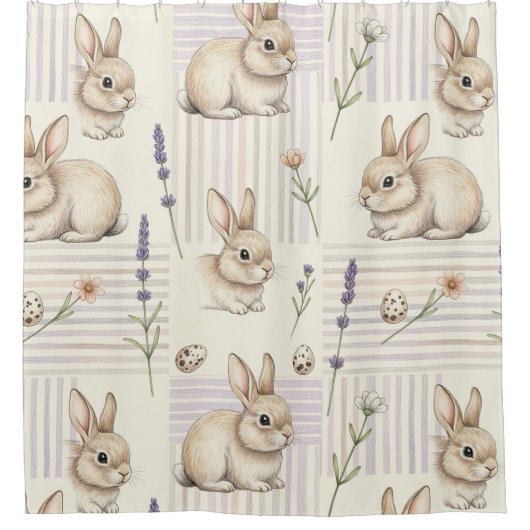 Osterhase mit Ostereiern Frühling Pastell-Muster ( Duschvorhang (Vorderseite)