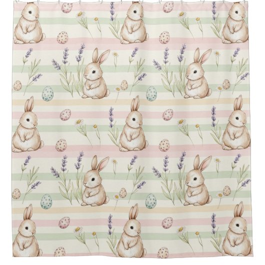 Osterhase mit Ostereiern Frühling Pastell-Muster ( Duschvorhang (Vorderseite)