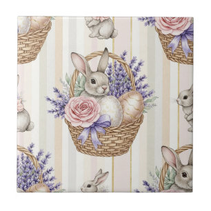 Osterhase mit Ostereiern Frühling Pastell-Muster ( Fliese