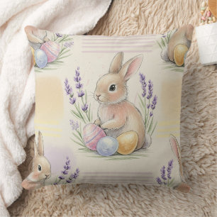 Osterhase mit Ostereiern Frühling Pastell-Muster ( Kissen