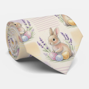 Osterhase mit Ostereiern Frühling Pastell-Muster ( Krawatte