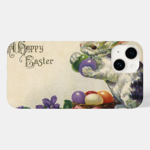 Osterhase mit Ostereiern im Korb im Vintage-Stil Case-Mate iPhone Hülle