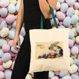 Osterhase mit Ostereiern im Korb Tragetasche