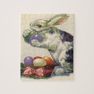 Osterhase mit Ostereiern in einem Korb Puzzle
