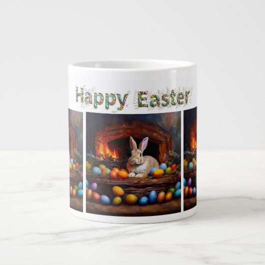 Osterhase mit Ostereiern Ostern Jumbo-Tasse (Vorderseite)