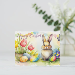 Osterhase mit Ostereiern Postkarte