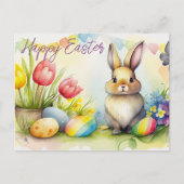 Osterhase mit Ostereiern Postkarte (Vorderseite)