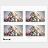 Osterhase mit Ostereiern Rechteckiger Aufkleber (Blatt)