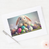 Osterhase mit Ostereiern Rechteckiger Aufkleber (Umschlag)
