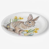 Osterhase mit Osterglocken Ostern  Pappteller (Schrägansicht)