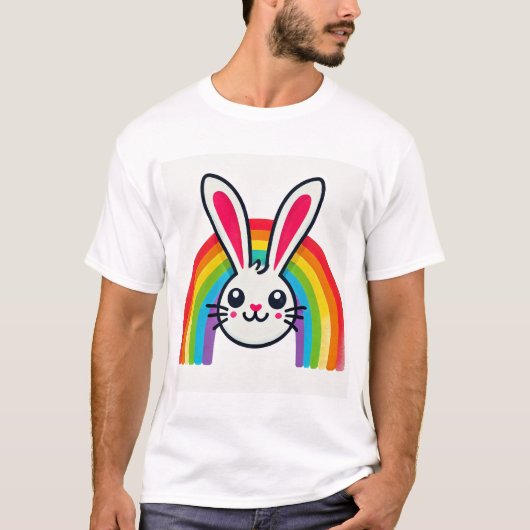 Osterhase mit Regenbogen T-Shirt (Vorderseite)