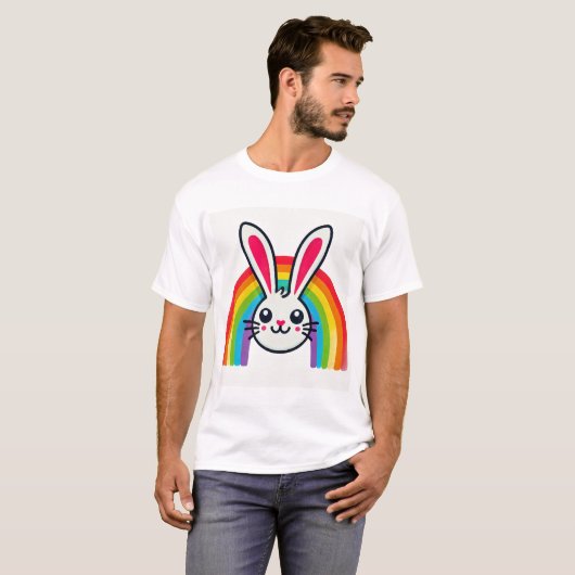 Osterhase mit Regenbogen T-Shirt (Vorne ganz)