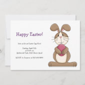 Osterhase mit rosa Ei Einladung (Vorderseite)