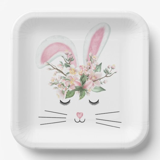 Osterhase mit rosa Ohren Pappteller (Vorderseite)