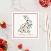Osterhase mit rosa und blauen Wildblumen Serviette (Beispiel)