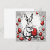 Osterhase mit rotem Ei Feiertagskarte (Vorne/Hinten)
