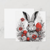 Osterhase mit roten Eiern Feiertagskarte (Vorne/Hinten)