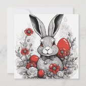 Osterhase mit roten Eiern Feiertagskarte (Vorderseite)