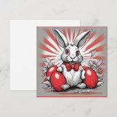 Osterhase mit roten Eiern Feiertagskarte (Vorne/Hinten)