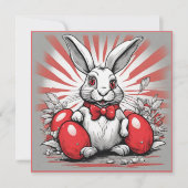 Osterhase mit roten Eiern Feiertagskarte (Vorderseite)