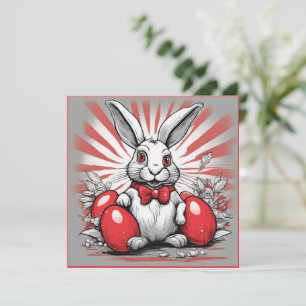 Osterhase mit roten Eiern Feiertagskarte