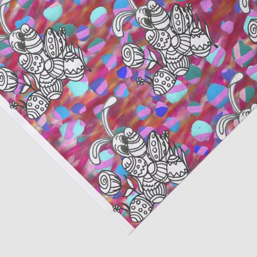 Osterhase mit roten Eiern Seidenpapier (Detail)