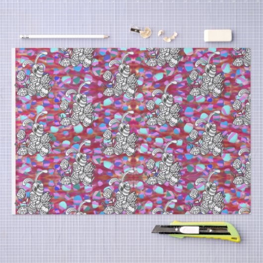 Osterhase mit roten Eiern Seidenpapier (Handwerk)