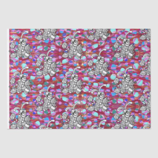 Osterhase mit roten Eiern Seidenpapier (Vorderseite)