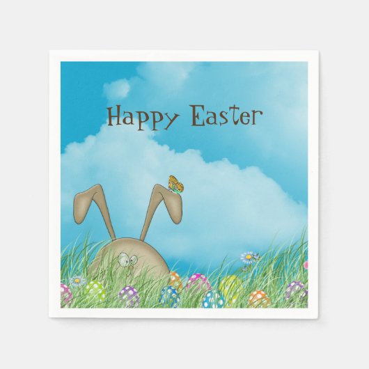 Osterhase mit Schmetterling Serviette (Vorderseite)