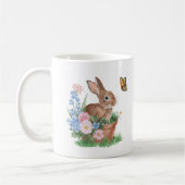 Osterhase mit Schmetterling und Blume Kaffeetasse (Links)