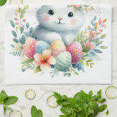 Osterhase mit Schmetterling und Eiern Geschirrtuch (Gefaltet)
