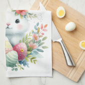Osterhase mit Schmetterling und Eiern Geschirrtuch (Viertel Falte)